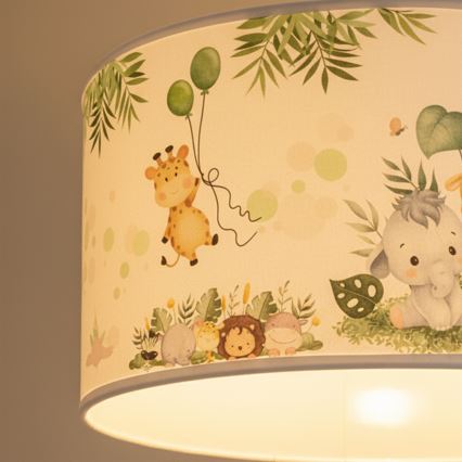 Brilagi - LED Dziecięcy żyrandol na przewodzie BOBO 1xE27/60W/230V śr. 35 cm biały/dżungla