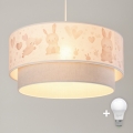 Brilagi - LED dziecięcy żyrandol na przewodzie BOBO 1xE27/60W/230V Ø 40 cm kremowy/szary/króliczki