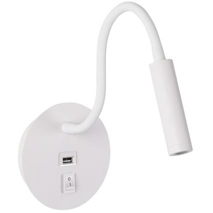 Brilagi - LED Elastyczna lampa naścienna z portem USB MAYA LED/3W/230V 4000K biała
