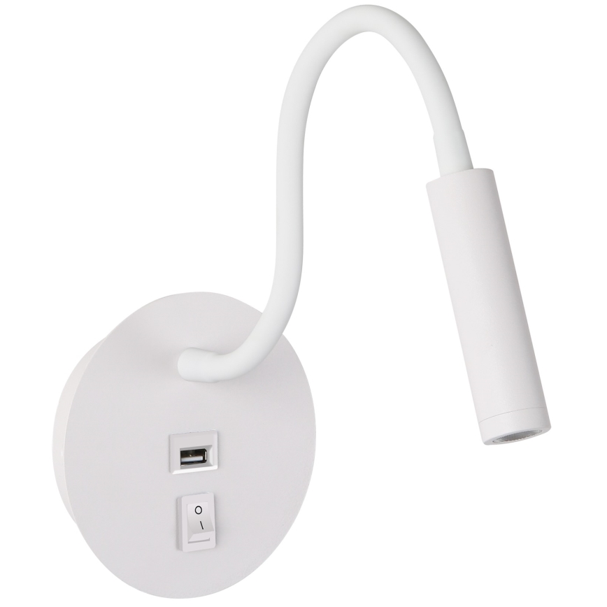 Brilagi - LED Elastyczna lampa naścienna z portem USB MAYA LED/3W/230V 4000K biała