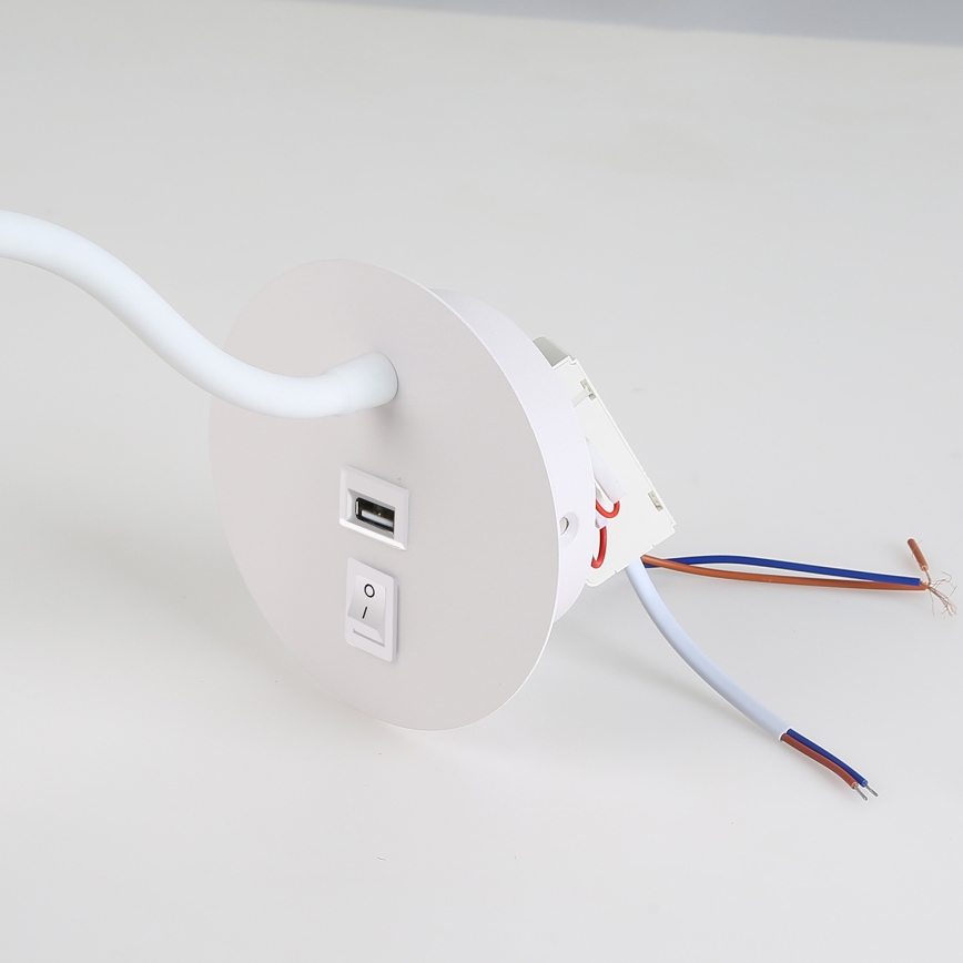 Brilagi - LED Elastyczna lampa naścienna z portem USB MAYA LED/3W/230V 4000K biała