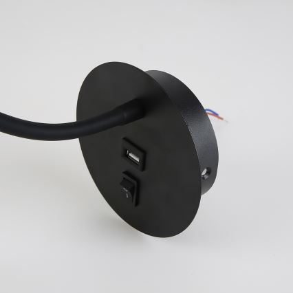 Brilagi -LED Elastyczna lampa naścienna z portem USB MAYA LED/3W/230V czarna/złota