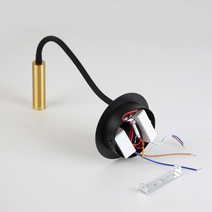 Brilagi -LED Elastyczna lampa naścienna z portem USB MAYA LED/3W/230V czarna/złota
