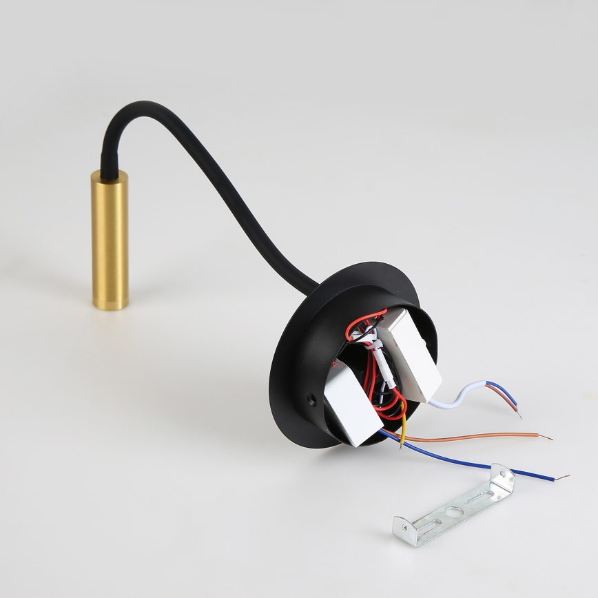 Brilagi -LED Elastyczna lampa naścienna z portem USB MAYA LED/3W/230V czarna/złota