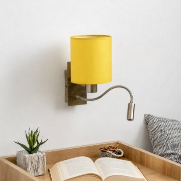 Brilagi - LED elastyczna lampa ścienna NUBILA 1xE27/25W/230V + LED/3W mosiądz/żółty