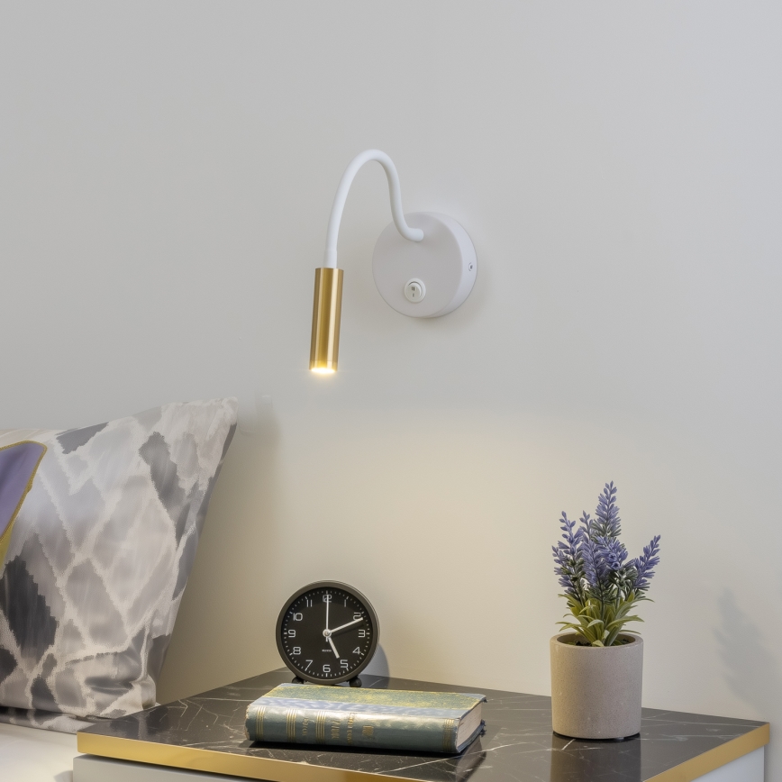 Brilagi - LED Elastyczny kinkiet MAYA LED/3W/230V 4000K biały/złoty