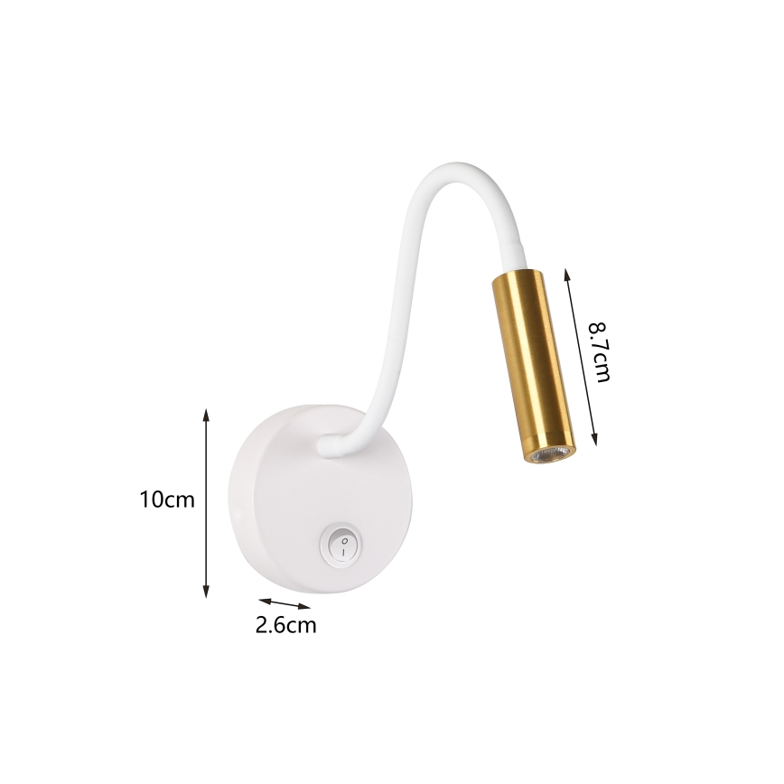 Brilagi - LED Elastyczny kinkiet MAYA LED/3W/230V 4000K biały/złoty