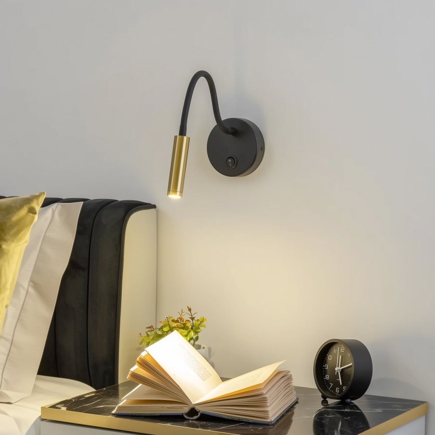 Brilagi - LED Elastyczny kinkiet MAYA LED/3W/230V 4000K czarny/złoty