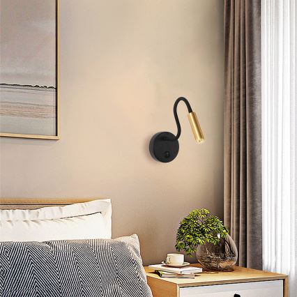 Brilagi - LED Elastyczny kinkiet MAYA LED/3W/230V 4000K czarny/złoty
