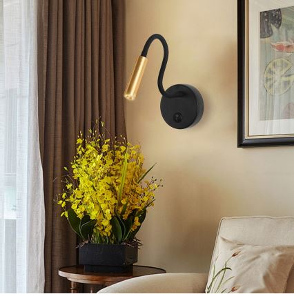 Brilagi - LED Elastyczny kinkiet MAYA LED/3W/230V 4000K czarny/złoty