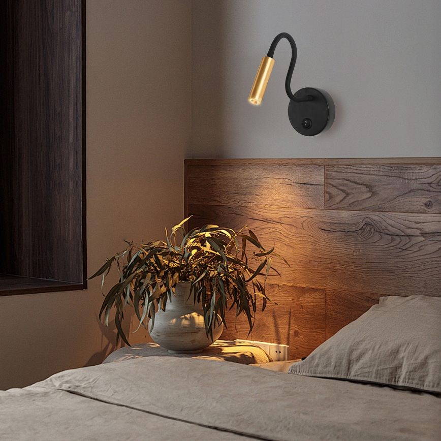 Brilagi - LED Elastyczny kinkiet MAYA LED/3W/230V 4000K czarny/złoty