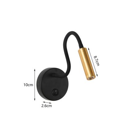 Brilagi - LED Elastyczny kinkiet MAYA LED/3W/230V 4000K czarny/złoty
