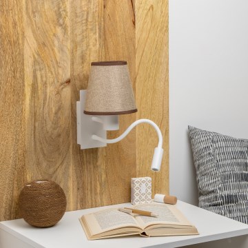 Brilagi - LED Elastyczny kinkiet NUBILA 1xE27/25W/230V + LED/3W biały/brązowy