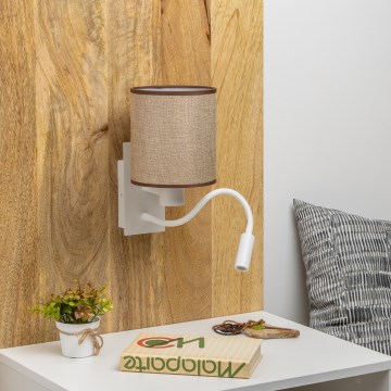 Brilagi - LED Elastyczny kinkiet NUBILA 1xE27/25W/230V + LED/3W biały/brązowy