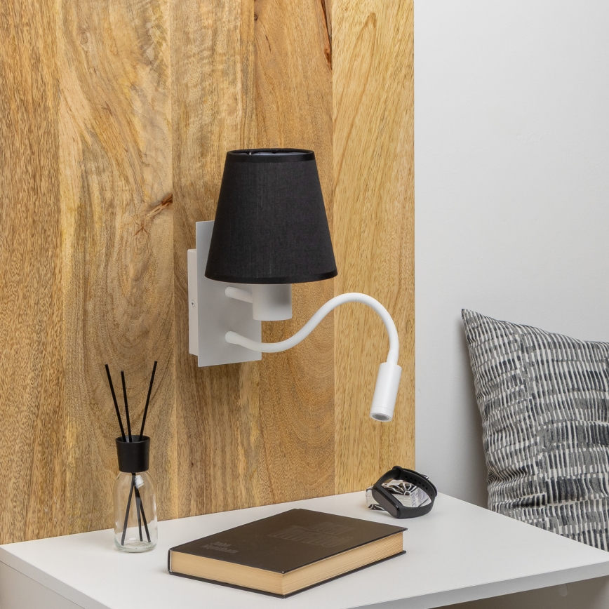 Brilagi - LED Elastyczny kinkiet NUBILA 1xE27/25W/230V + LED/3W biały/czarny