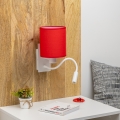 Brilagi - LED Elastyczny kinkiet NUBILA 1xE27/25W/230V + LED/3W biały/czerwony