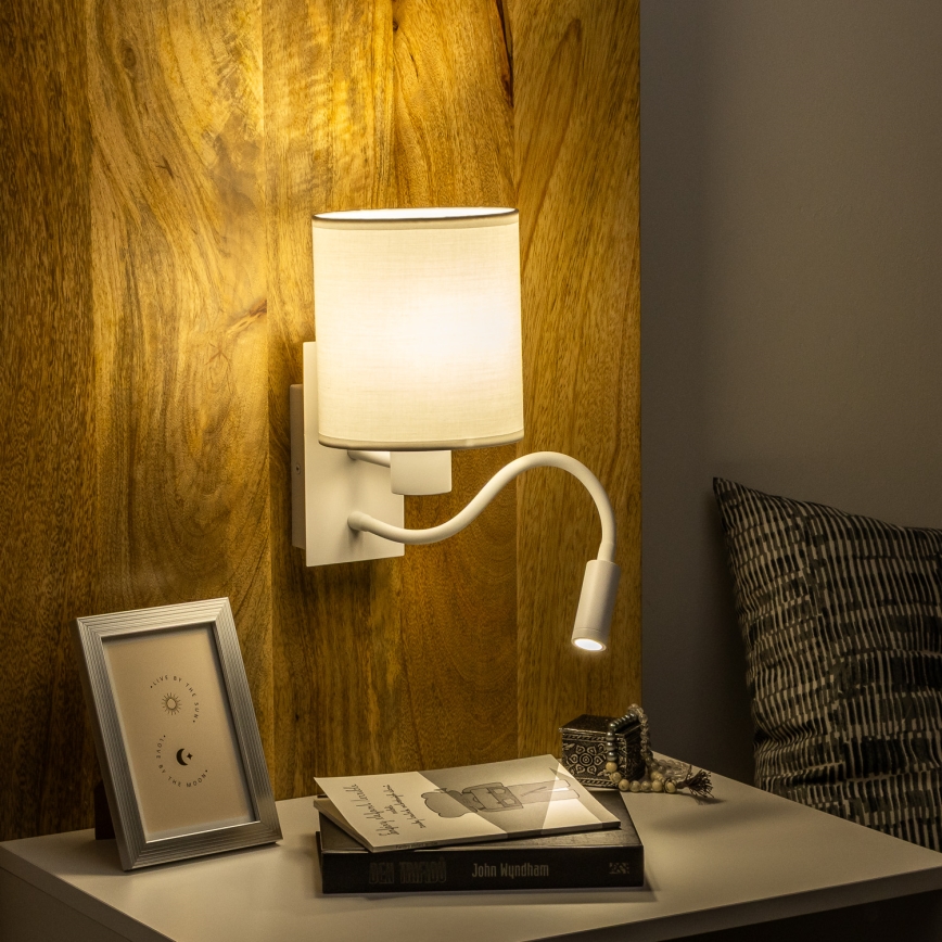 Brilagi - LED Elastyczny kinkiet NUBILA 1xE27/25W/230V + LED/3W biały