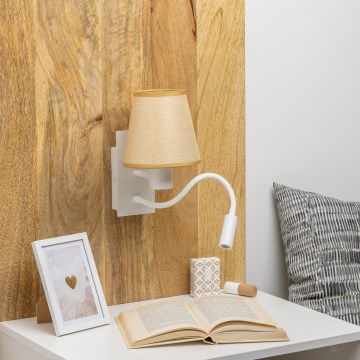 Brilagi - LED Elastyczny kinkiet NUBILA 1xE27/25W/230V + LED/3W biały/jasnobrązowy