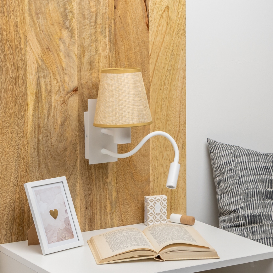 Brilagi - LED Elastyczny kinkiet NUBILA 1xE27/25W/230V + LED/3W biały/jasnobrązowy