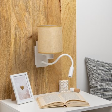 Brilagi - LED Elastyczny kinkiet NUBILA 1xE27/25W/230V + LED/3W biały/jasnobrązowy