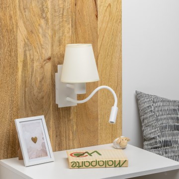 Brilagi - LED Elastyczny kinkiet NUBILA 1xE27/25W/230V + LED/3W biały/kremowy