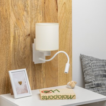 Brilagi - LED Elastyczny kinkiet NUBILA 1xE27/25W/230V + LED/3W biały/kremowy