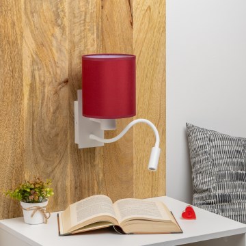 Brilagi - LED Elastyczny kinkiet NUBILA 1xE27/25W/230V + LED/3W biały/pompejska czerwony