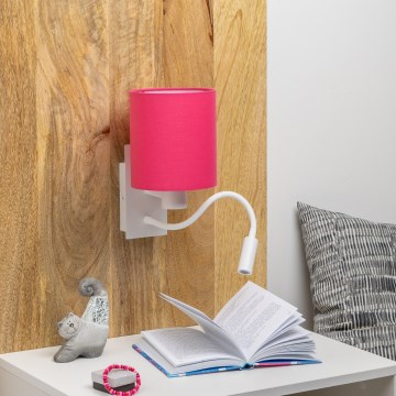 Brilagi - LED Elastyczny kinkiet NUBILA 1xE27/25W/230V + LED/3W biały/różowy