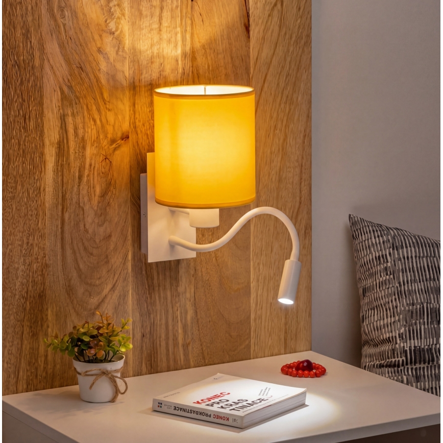 Brilagi - LED Elastyczna lampa ścienna NUBILA 1xE27/25W/230V + LED/3W biała/żółta