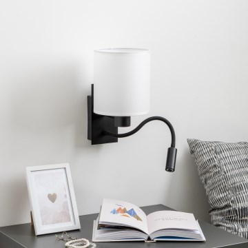 Brilagi - LED Elastyczny kinkiet NUBILA 1xE27/25W/230V + LED/3W czarny/biały