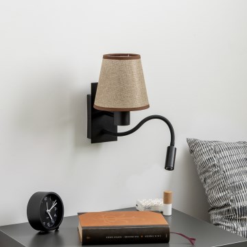 Brilagi - LED Elastyczny kinkiet NUBILA 1xE27/25W/230V + LED/3W czarny/brązowy