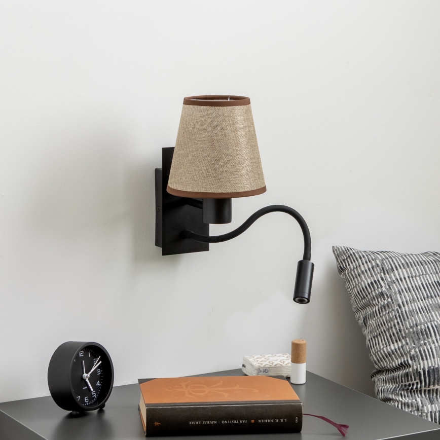 Brilagi - LED Elastyczny kinkiet NUBILA 1xE27/25W/230V + LED/3W czarny/brązowy