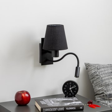 Brilagi - LED Elastyczny kinkiet NUBILA 1xE27/25W/230V + LED/3W czarny