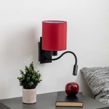 Brilagi - LED Elastyczny kinkiet NUBILA 1xE27/25W/230V + LED/3W czarny/pompejska czerwony