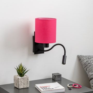 Brilagi - LED Elastyczny kinkiet NUBILA 1xE27/25W/230V + LED/3W czarny/różowy