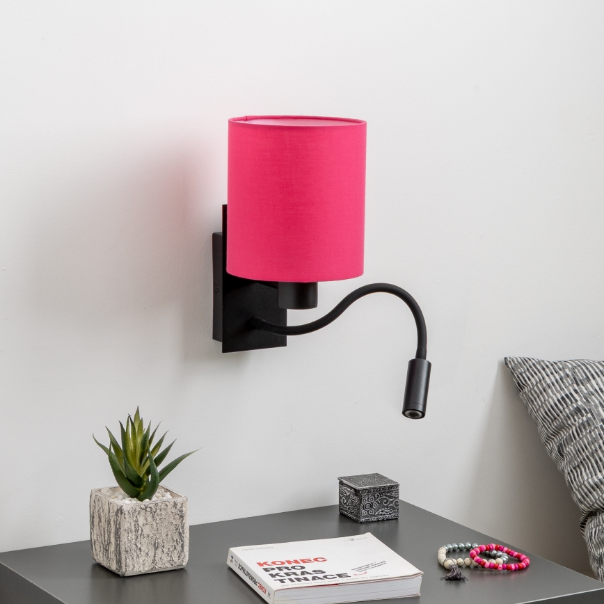 Brilagi - LED Elastyczny kinkiet NUBILA 1xE27/25W/230V + LED/3W czarny/różowy