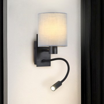 Brilagi - LED Elastyczny kinkiet NUBILA 1xE27/25W/230V + LED/3W czarny/szary