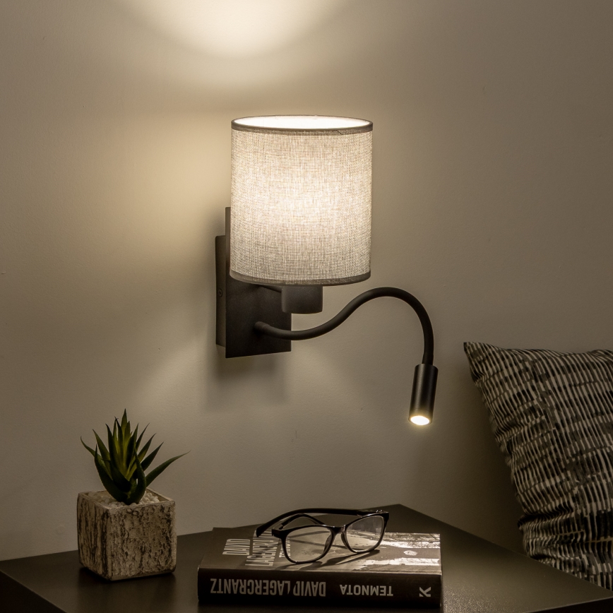 Brilagi - LED Elastyczny kinkiet NUBILA 1xE27/25W/230V + LED/3W czarny/szary