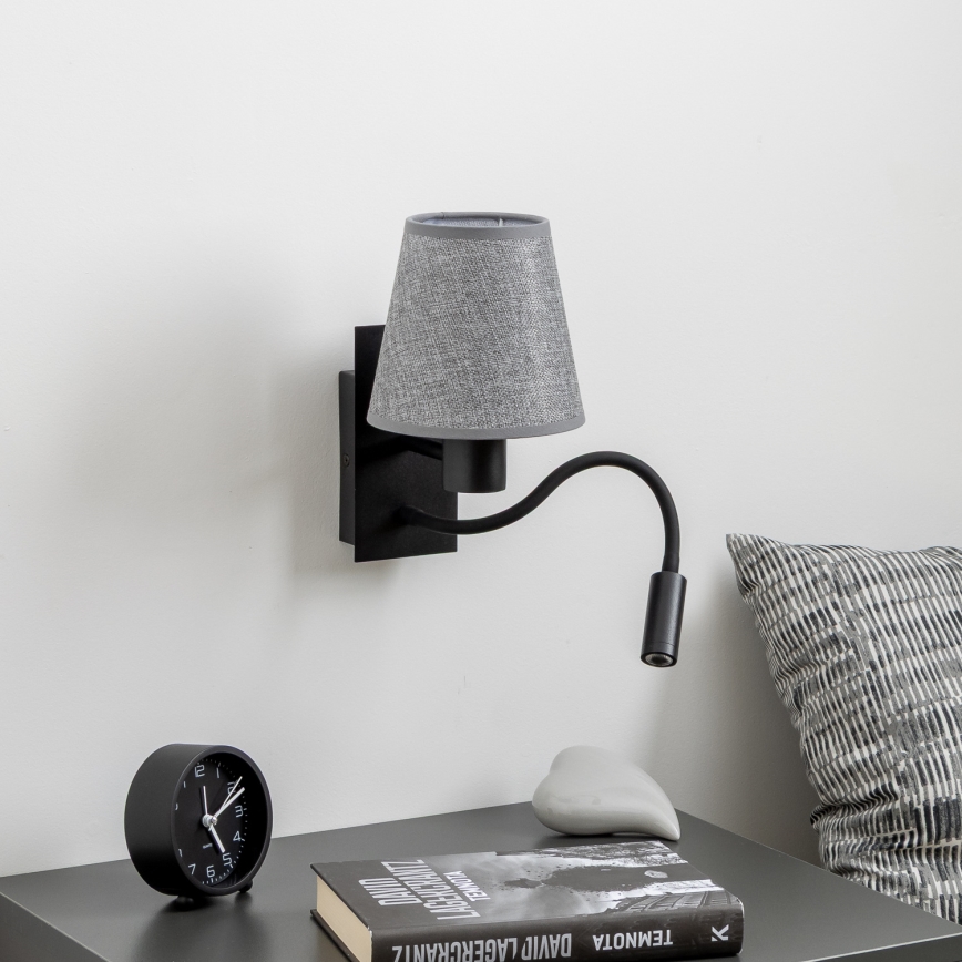 Brilagi - LED Elastyczny kinkiet NUBILA 1xE27/25W/230V + LED/3W czarny/szary
