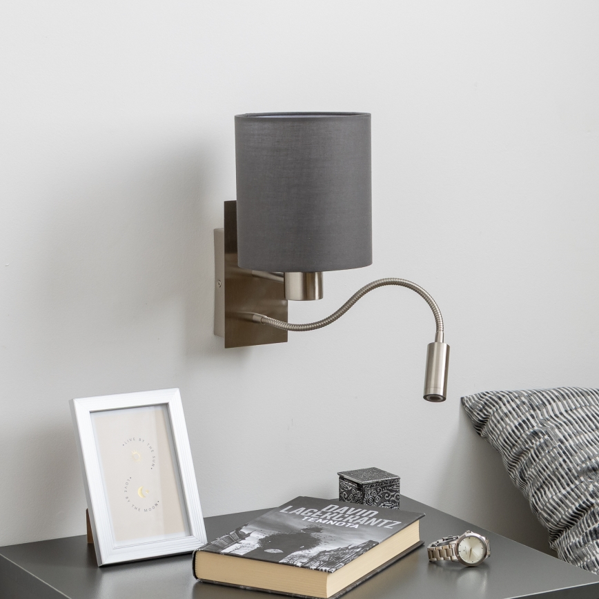 Brilagi - LED Elastyczny kinkiet NUBILA 1xE27/25W/230V + LED/3W matowy chrom/antracyt