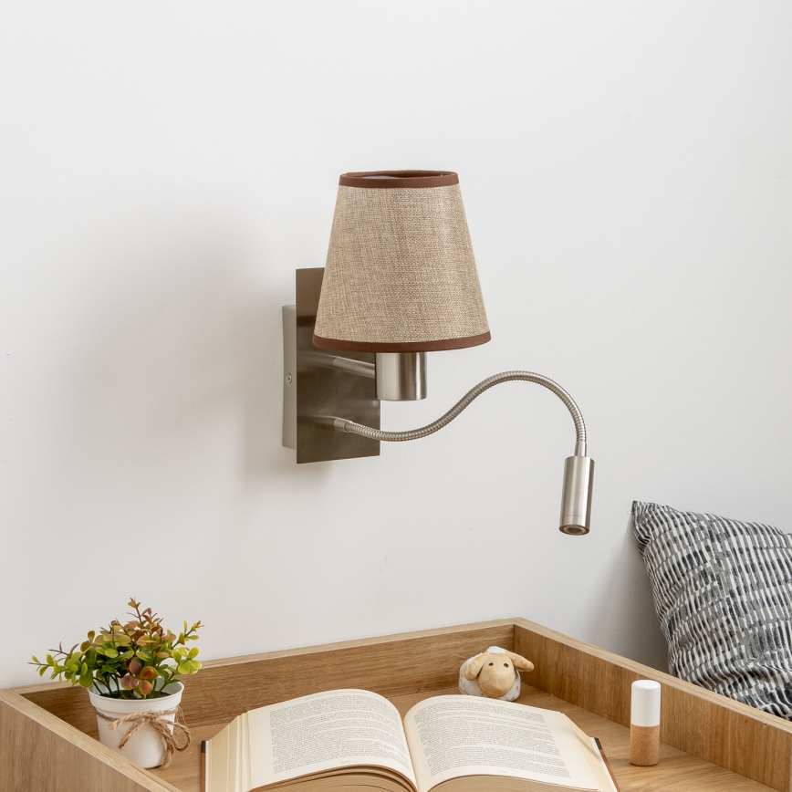 Brilagi - LED Elastyczny kinkiet NUBILA 1xE27/25W/230V + LED/3W matowy chrom/brązowy