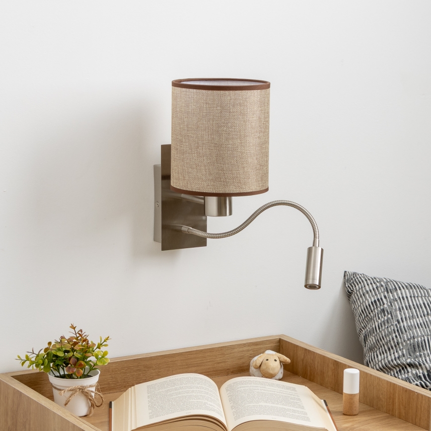 Brilagi - LED Elastyczny kinkiet NUBILA 1xE27/25W/230V + LED/3W matowy chrom/brązowy