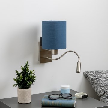 Brilagi - LED Elastyczny kinkiet NUBILA 1xE27/25W/230V + LED/3W matowy chrom/ciemnoniebieski