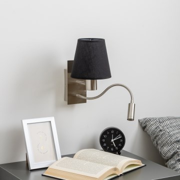 Brilagi - LED Elastyczny kinkiet NUBILA 1xE27/25W/230V + LED/3W matowy chrom/czarny