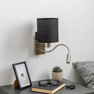 Brilagi - LED Elastyczny kinkiet NUBILA 1xE27/25W/230V + LED/3W matowy chrom/czarny