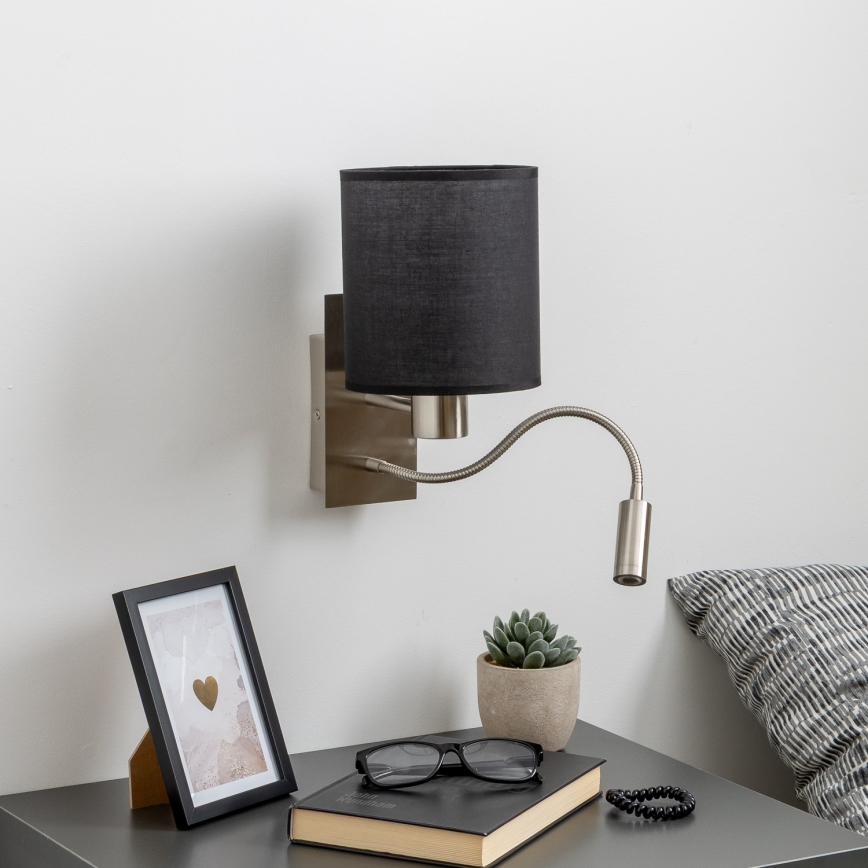 Brilagi - LED Elastyczny kinkiet NUBILA 1xE27/25W/230V + LED/3W matowy chrom/czarny