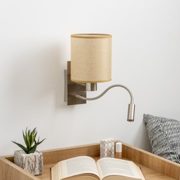 Brilagi - LED Elastyczny kinkiet NUBILA 1xE27/25W/230V + LED/3W matowy chrom/jasnobrązowy