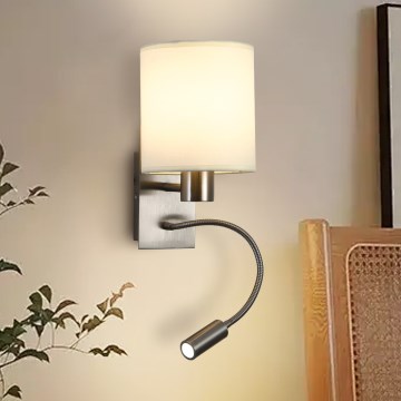 Brilagi - LED Elastyczny kinkiet NUBILA 1xE27/25W/230V + LED/3W matowy chrom/kremowy