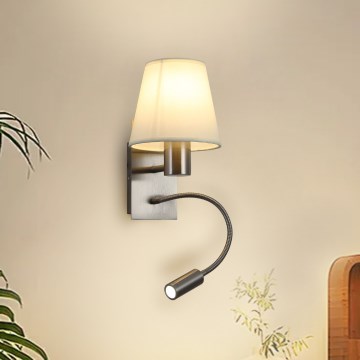 Brilagi - LED Elastyczny kinkiet NUBILA 1xE27/25W/230V + LED/3W matowy chrom/kremowy