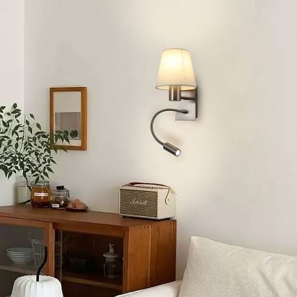 Brilagi - LED Elastyczny kinkiet NUBILA 1xE27/25W/230V + LED/3W matowy chrom/kremowy